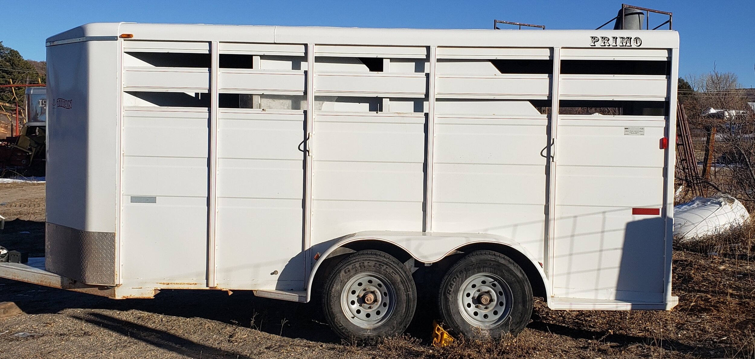 3 horse trailer close up